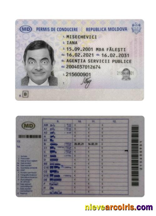 Moldova driving license 2021-present